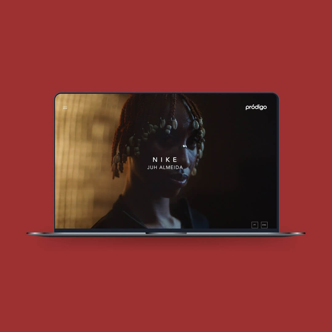 Homepage do website institucional da Pródigo Filmes, com design criativo, navegação rápida e foco em produções audiovisuais